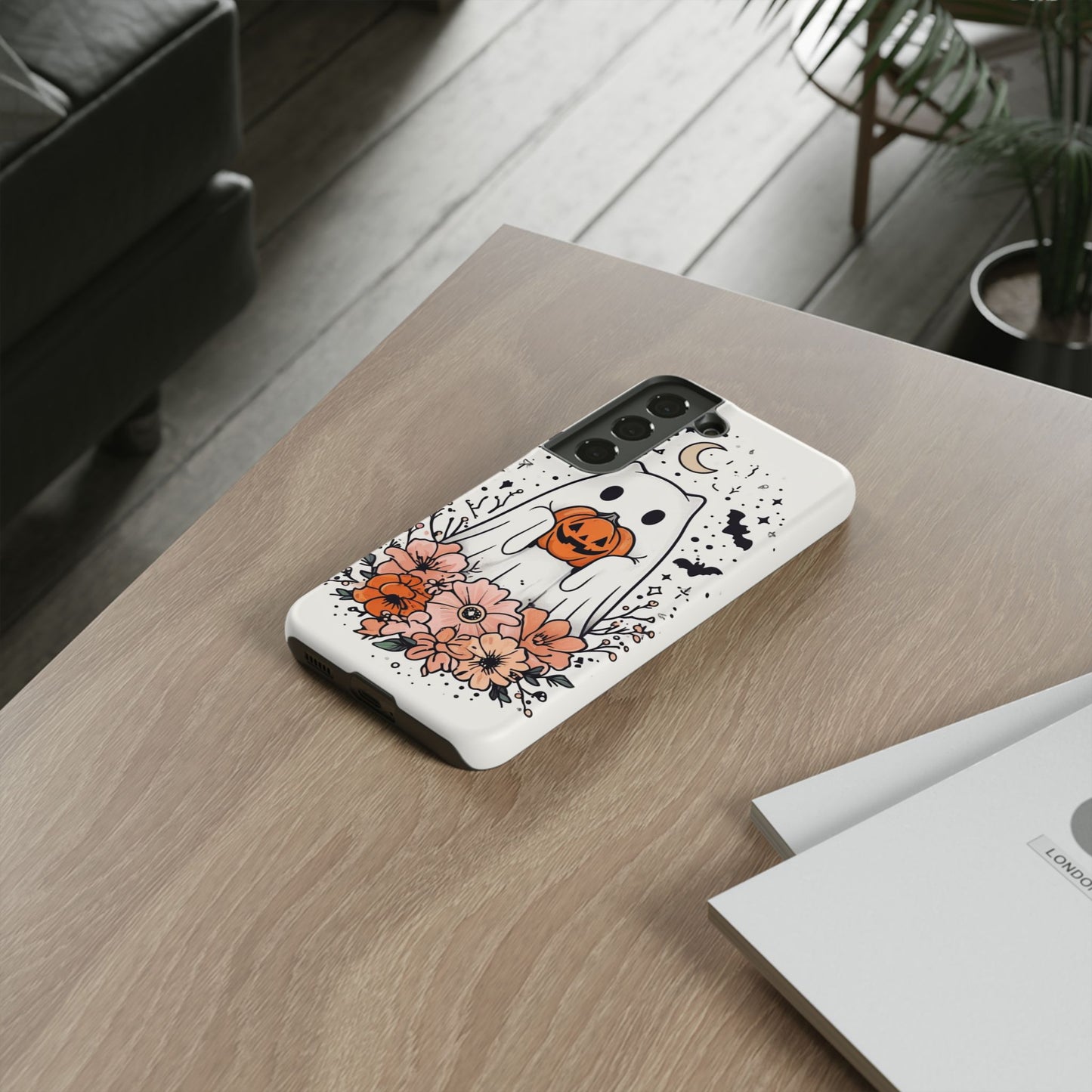 Halloween Phone Case with Ghost and Jack-O'-Lantern Design for Spooky Festive Style