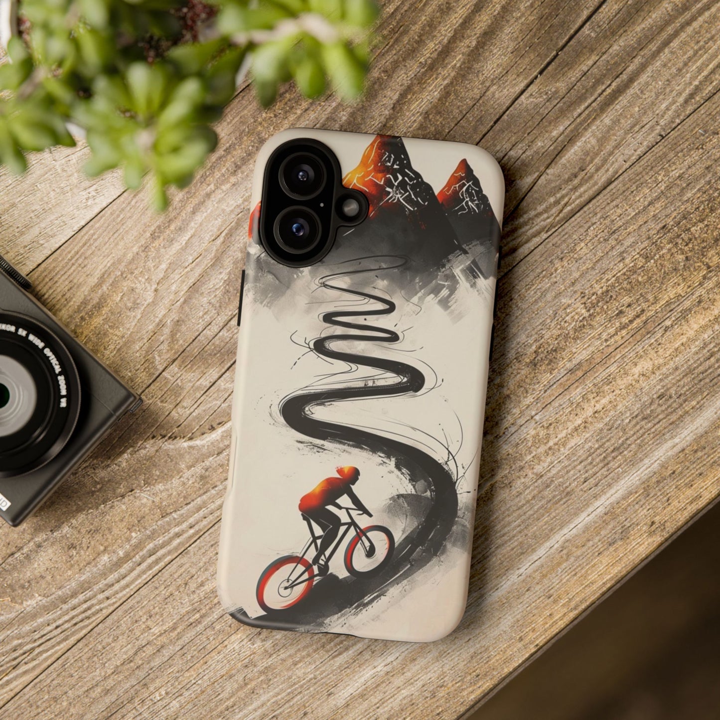Phone Case Cyclist Climbing Mountain Road – Outdoor Adventure Protective Cover