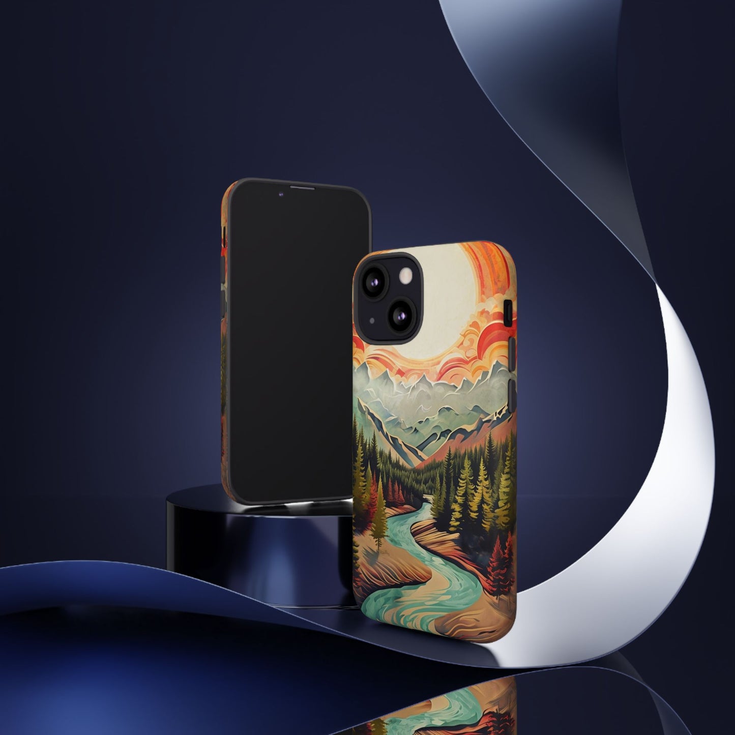 Phone Case Nature – Colorful Mountain Landscape Phone Cover – Artistic Wilderness Design