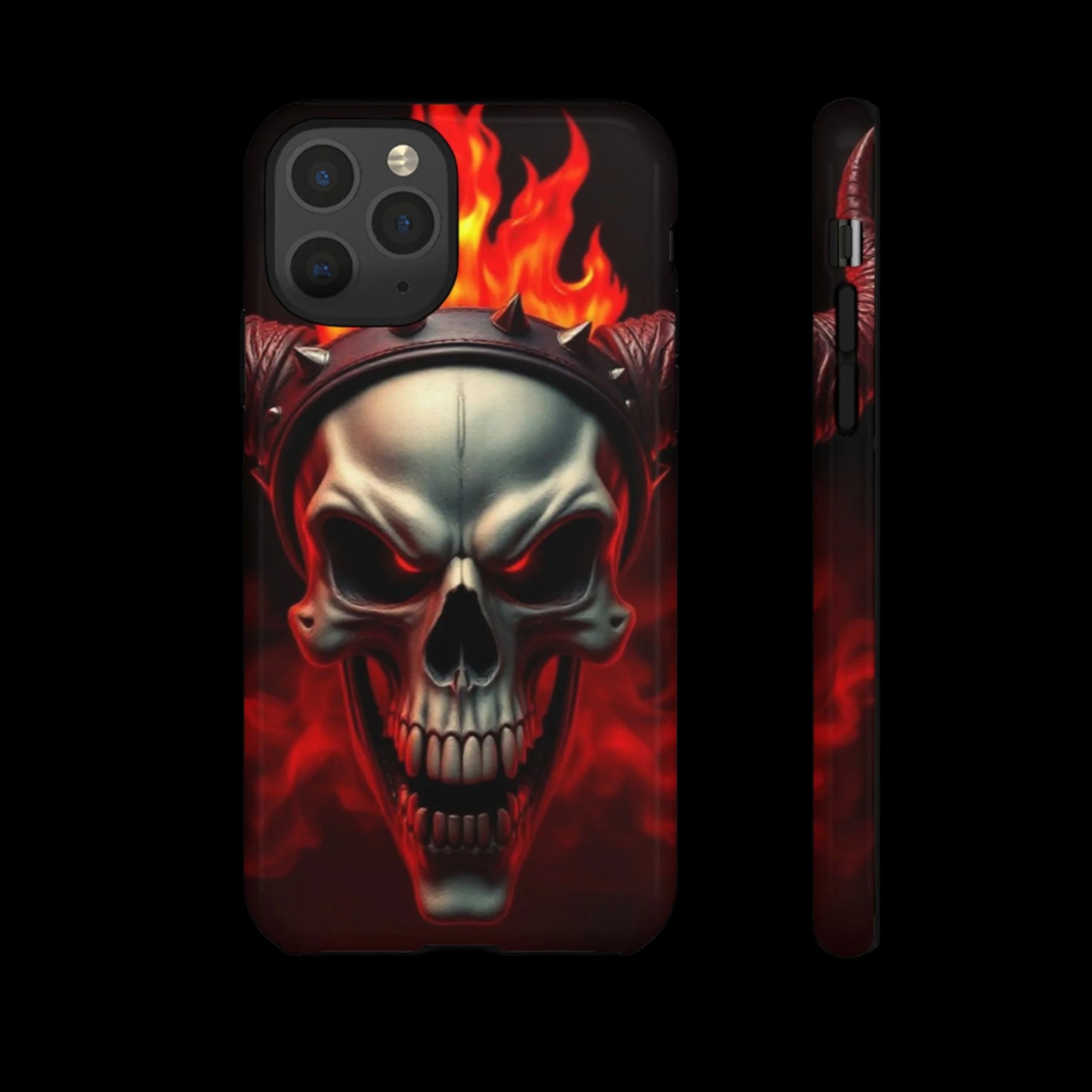 Phone Case Flaming Demon Skull – Horned Skull in Fire - Gothic & Dark Art Cover