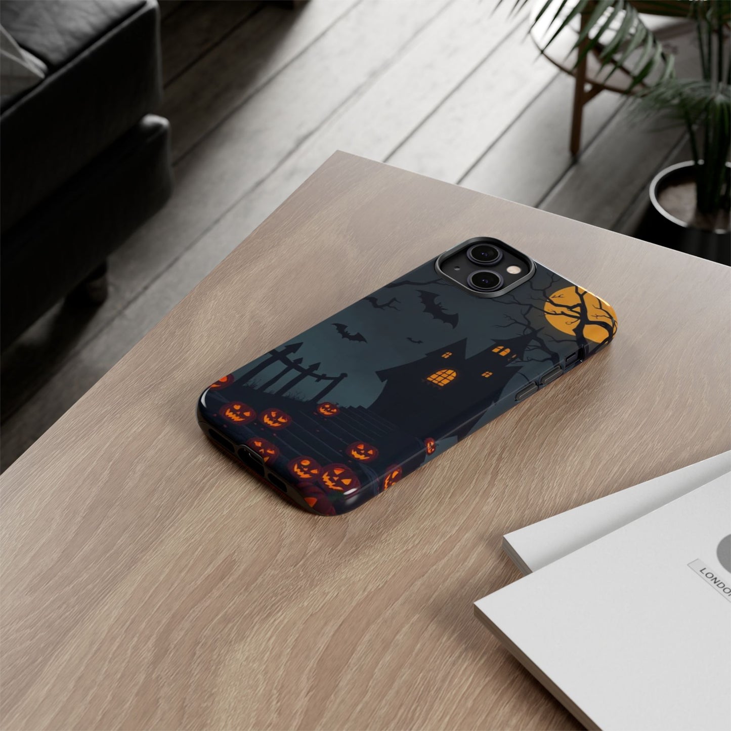 Halloween Haunted House & Jack-o'-Lantern Phone Case – Spooky Fall Phone Accessory