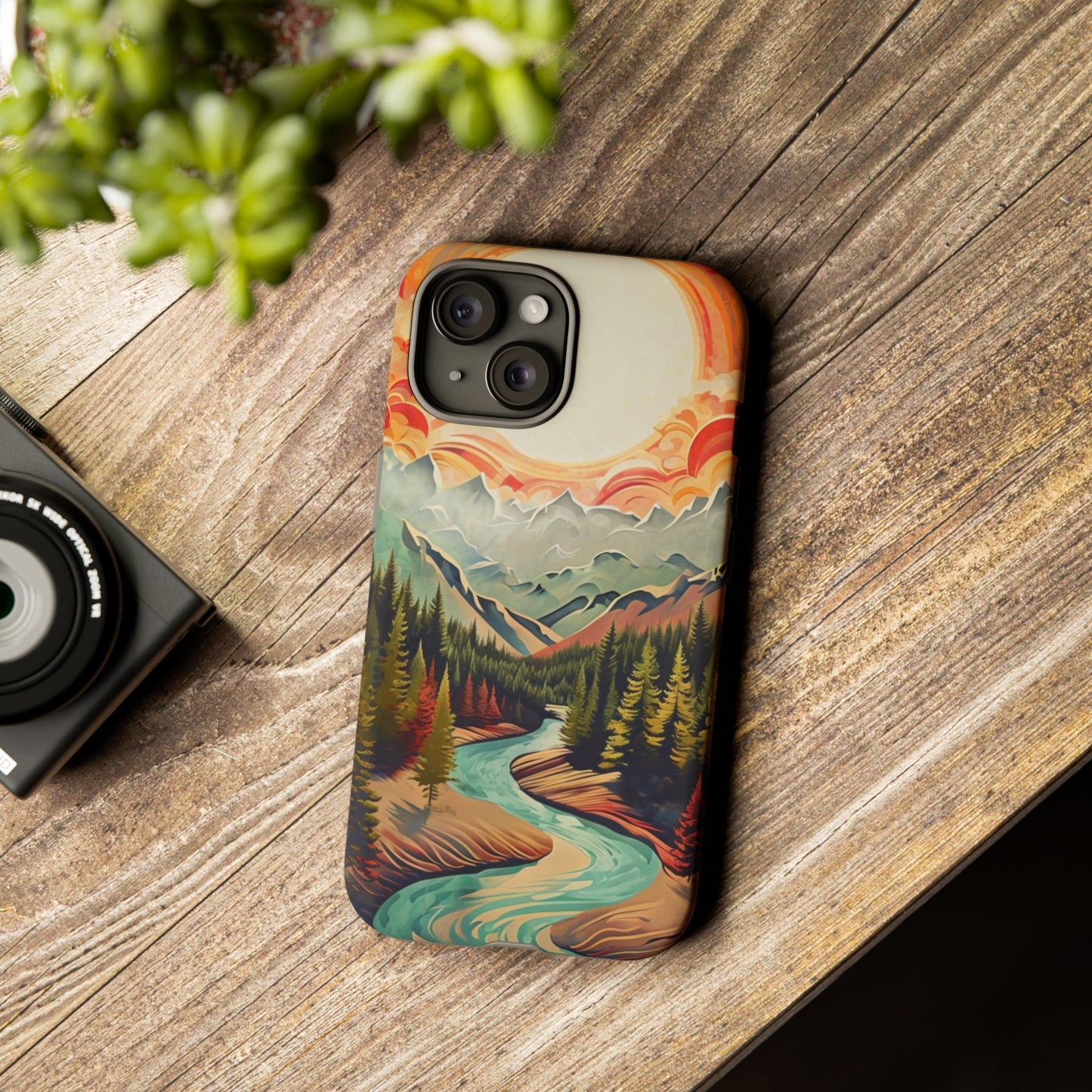 Phone Case Nature – Colorful Mountain Landscape Phone Cover – Artistic Wilderness Design