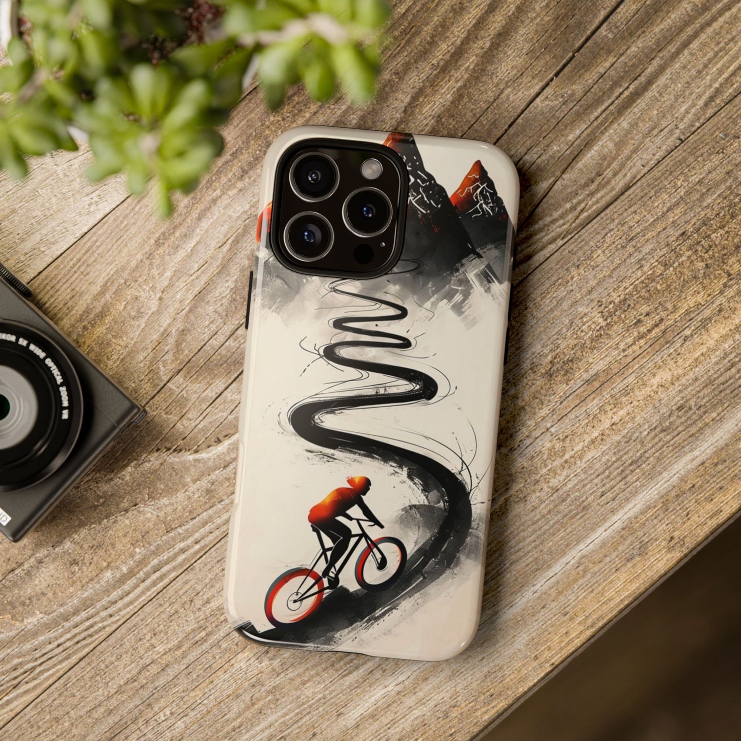 Phone Case Cyclist Climbing Mountain Road – Outdoor Adventure Protective Cover