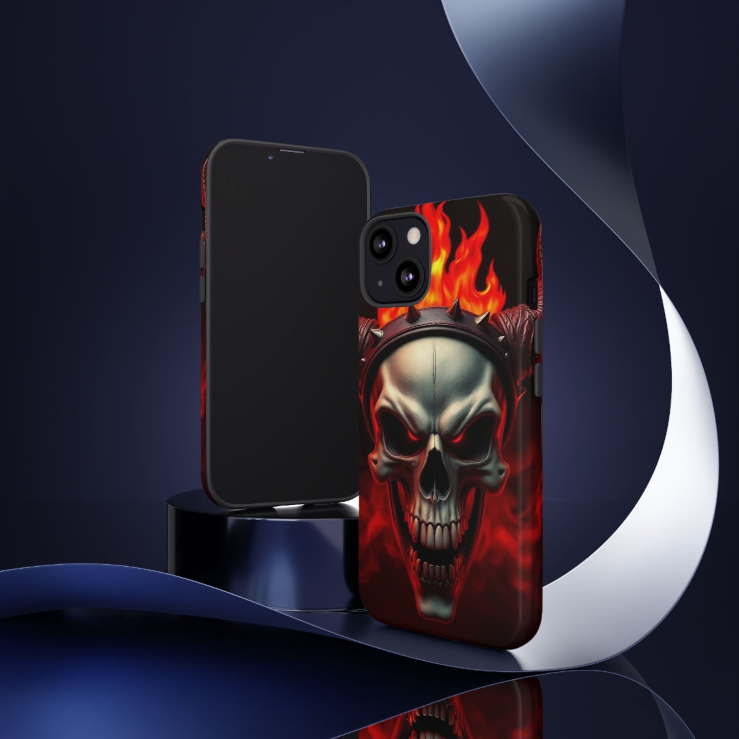 Phone Case Flaming Demon Skull – Horned Skull in Fire - Gothic & Dark Art Cover