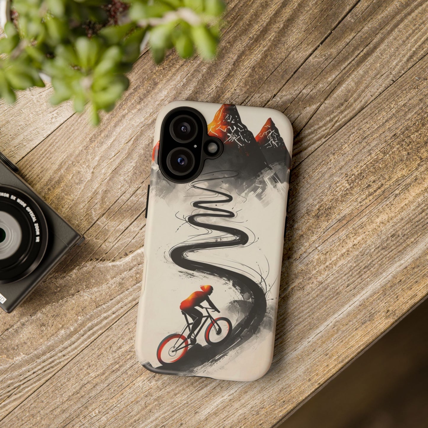 Phone Case Cyclist Climbing Mountain Road – Outdoor Adventure Protective Cover