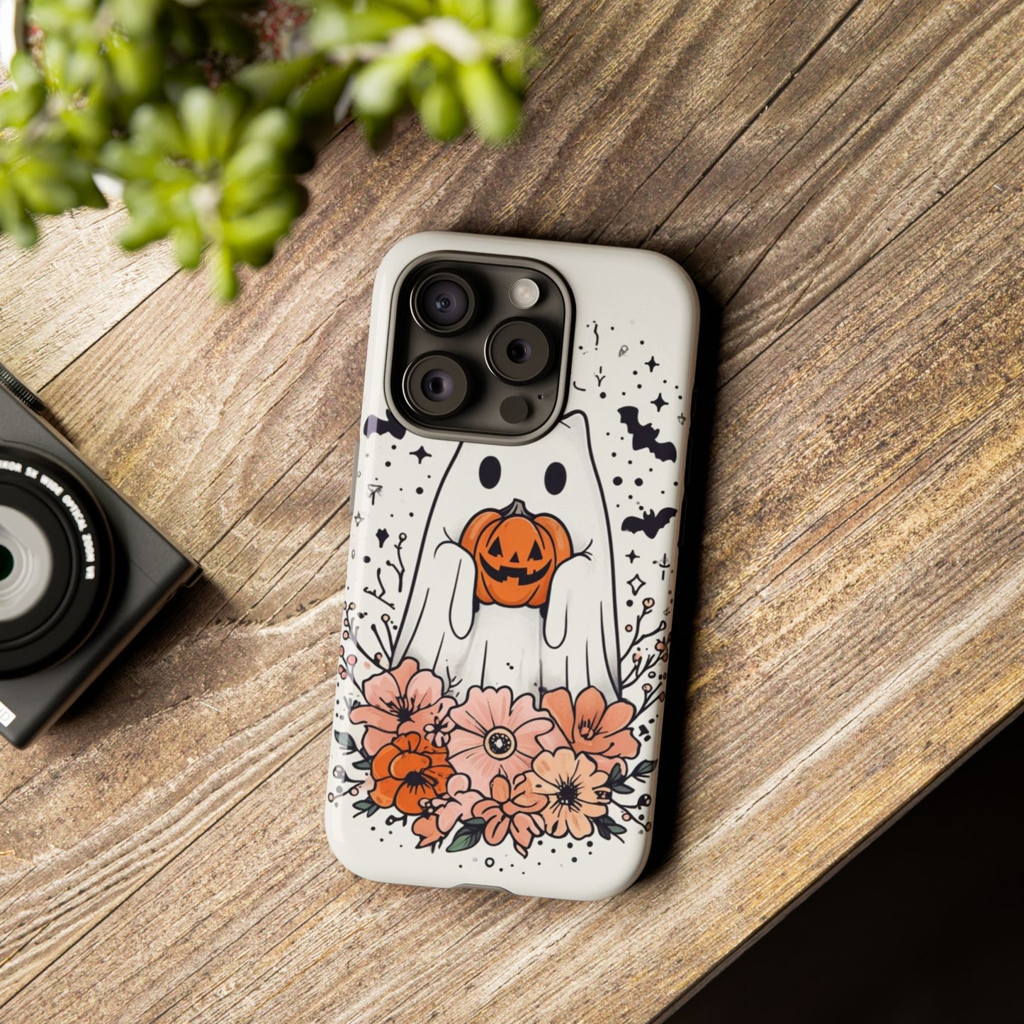 Halloween Phone Case with Ghost and Jack-O'-Lantern Design for Spooky Festive Style