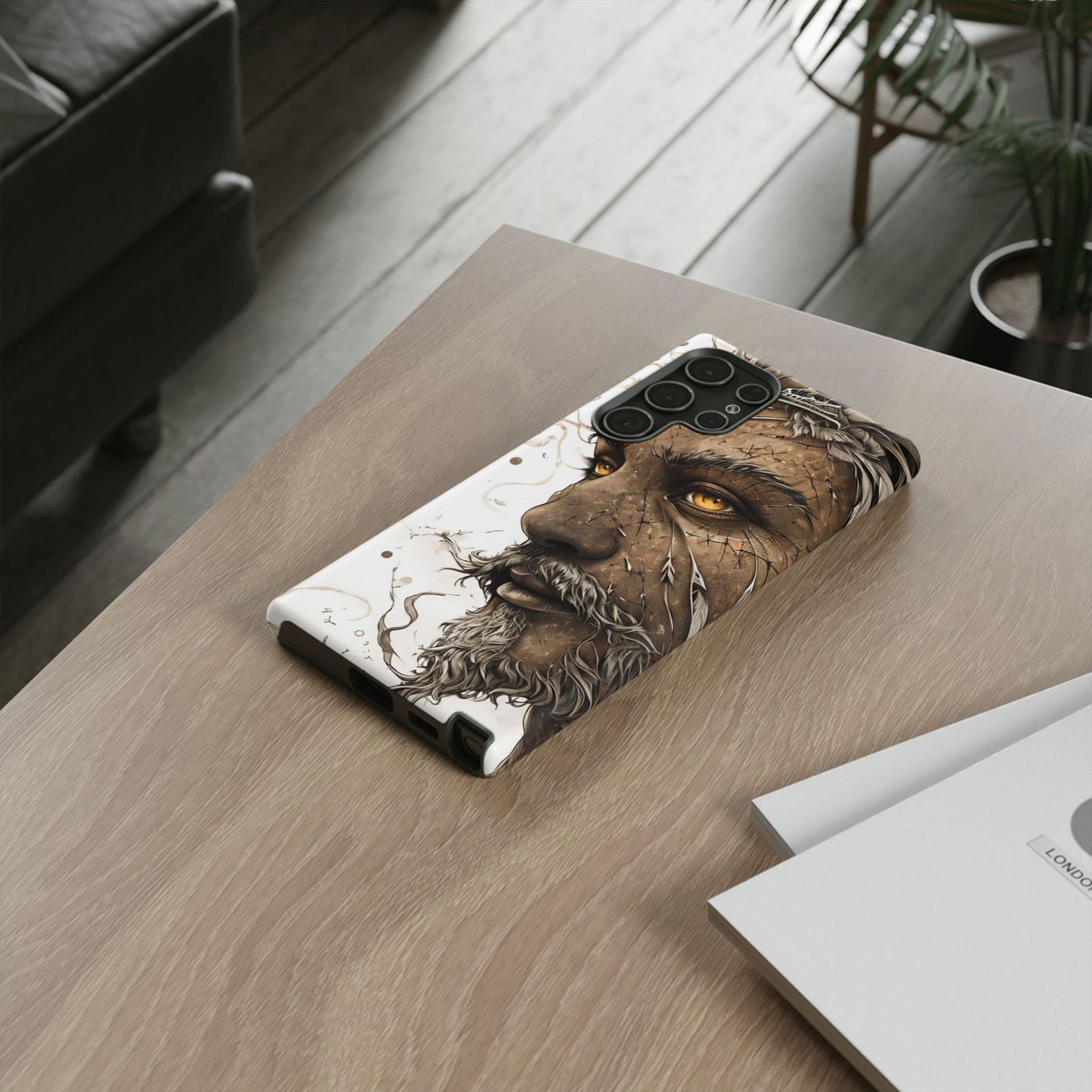 Phone Case Mystical Deity Portrait with Powerful Serene Expression and Ethereal Hues