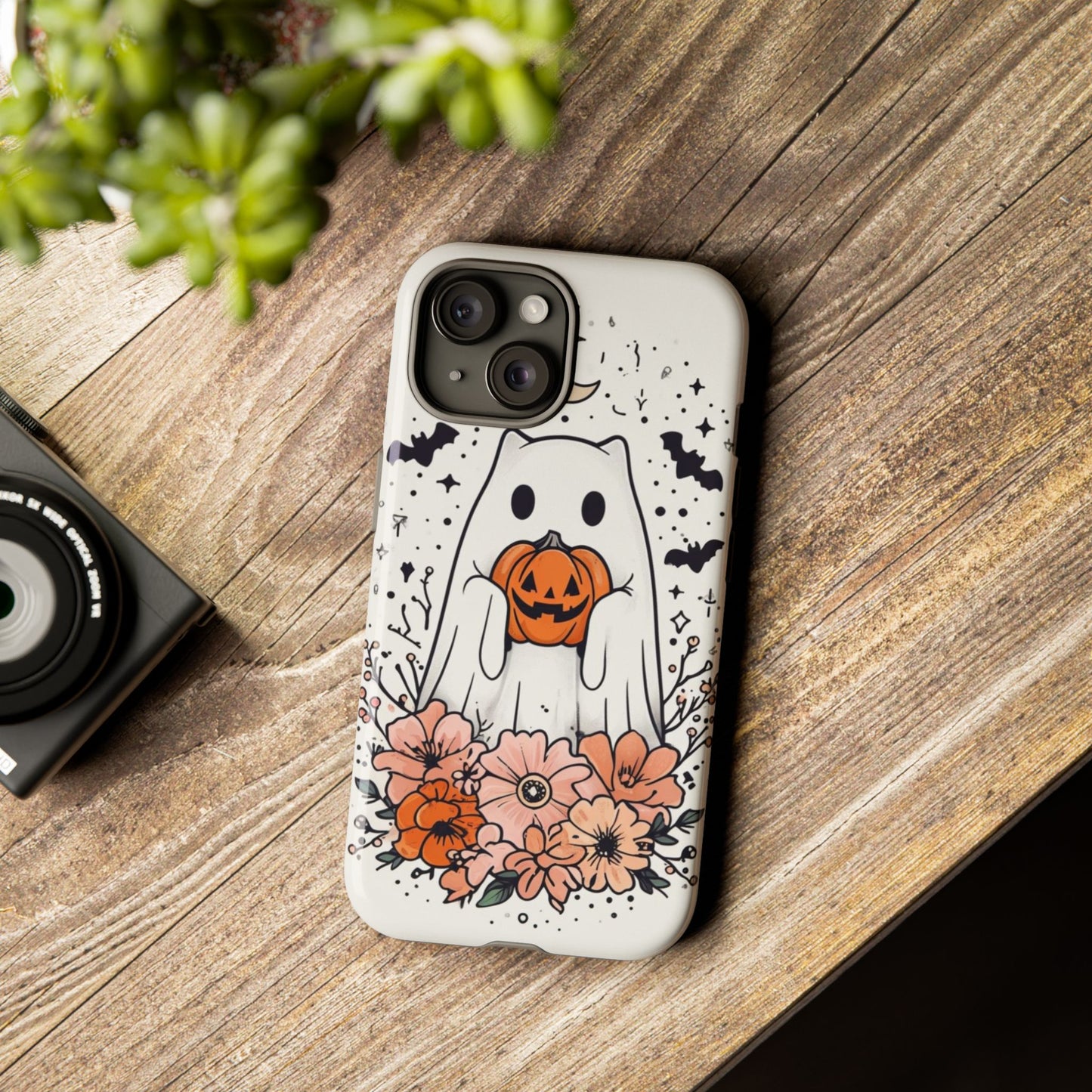 Halloween Phone Case with Ghost and Jack-O'-Lantern Design for Spooky Festive Style