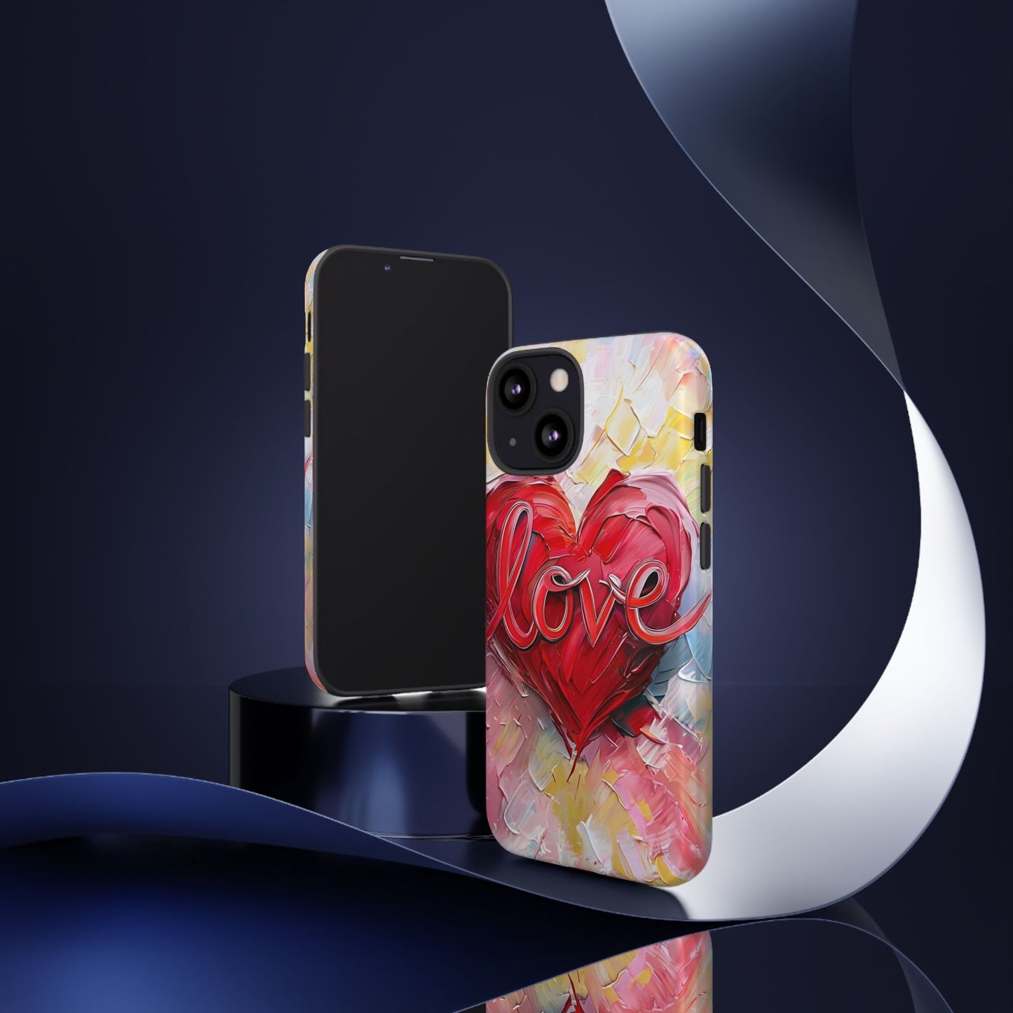 Love Heart Phone Case with Colorful Brush Strokes – Artistic & Romantic Design