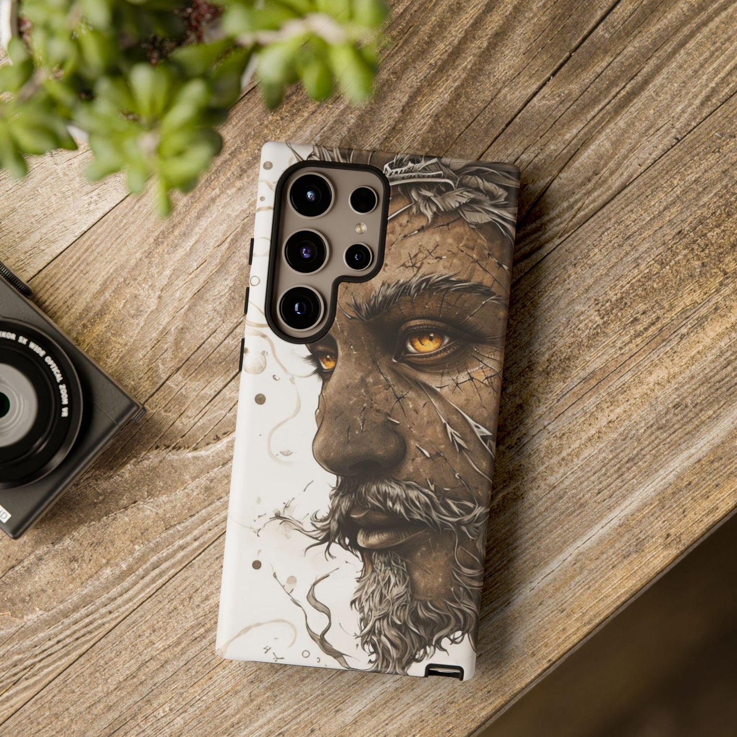 Phone Case Mystical Deity Portrait with Powerful Serene Expression and Ethereal Hues
