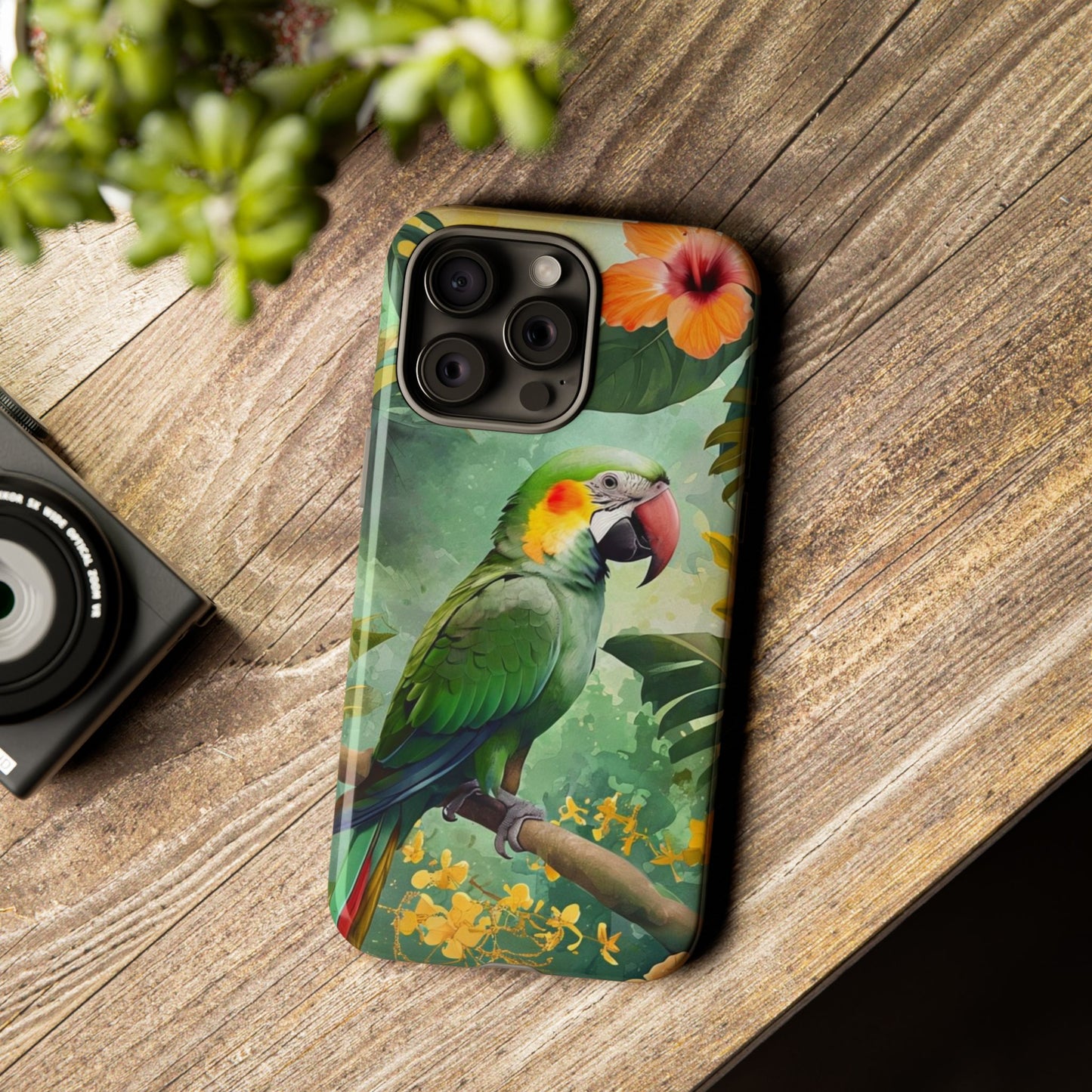 Phone Case Parrot – Vibrant Tropical Bird Art - Dual-Layer Shockproof Protection