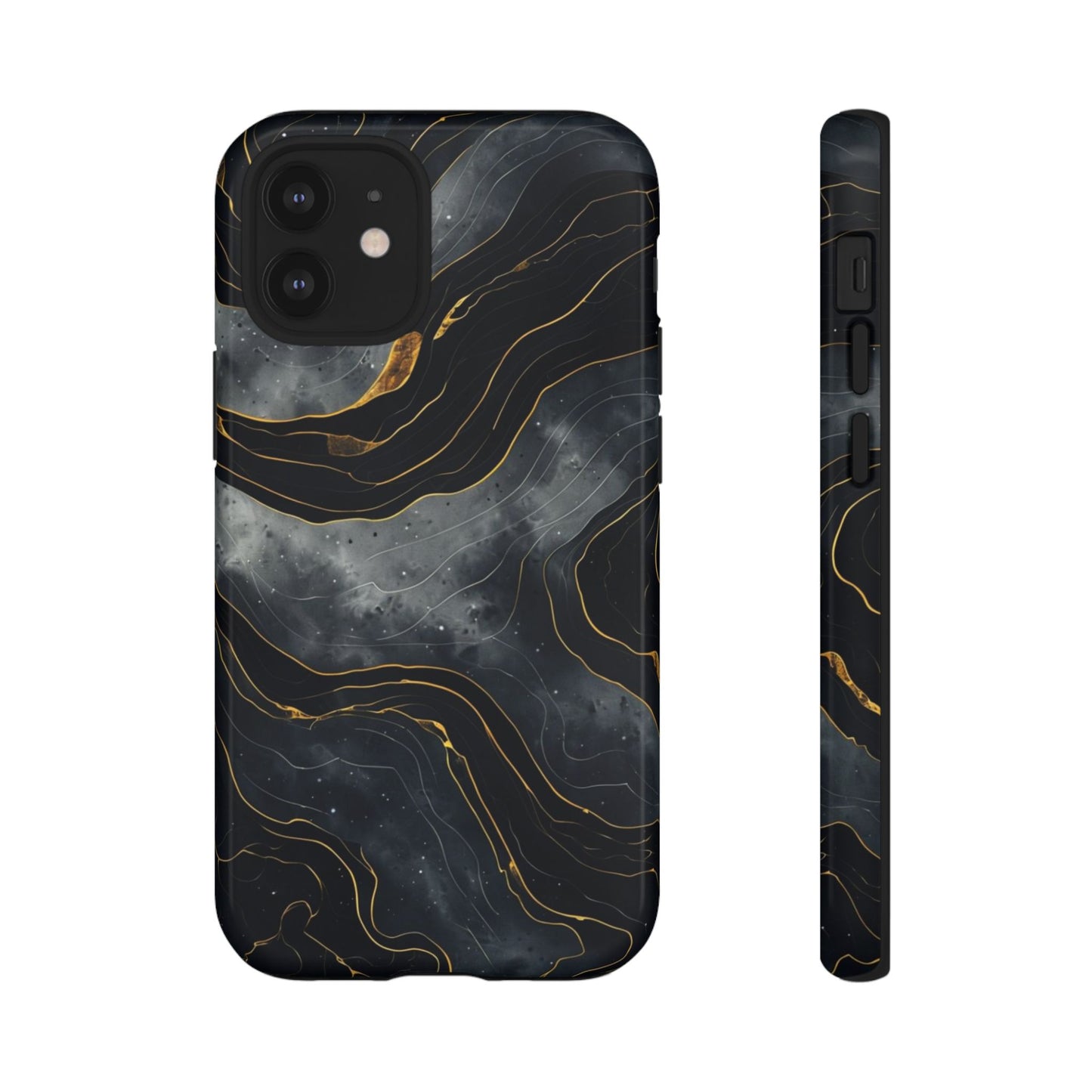 Phone Case Dark Elegance with Gold Accents – Stylish & Protective Cover