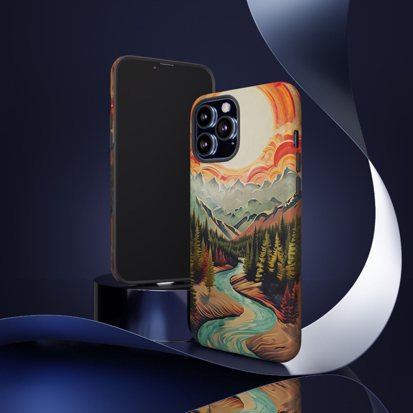 Phone Case Nature – Colorful Mountain Landscape Phone Cover – Artistic Wilderness Design