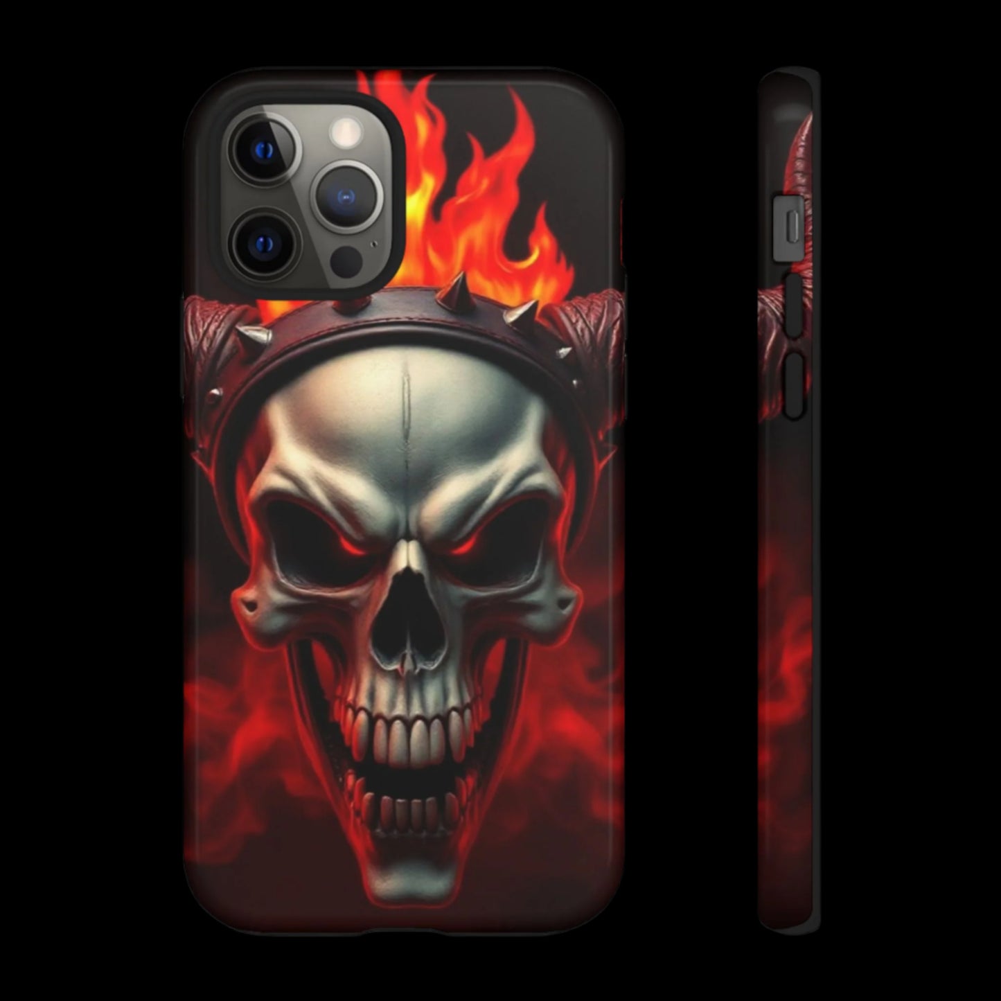Phone Case Flaming Demon Skull – Horned Skull in Fire - Gothic & Dark Art Cover