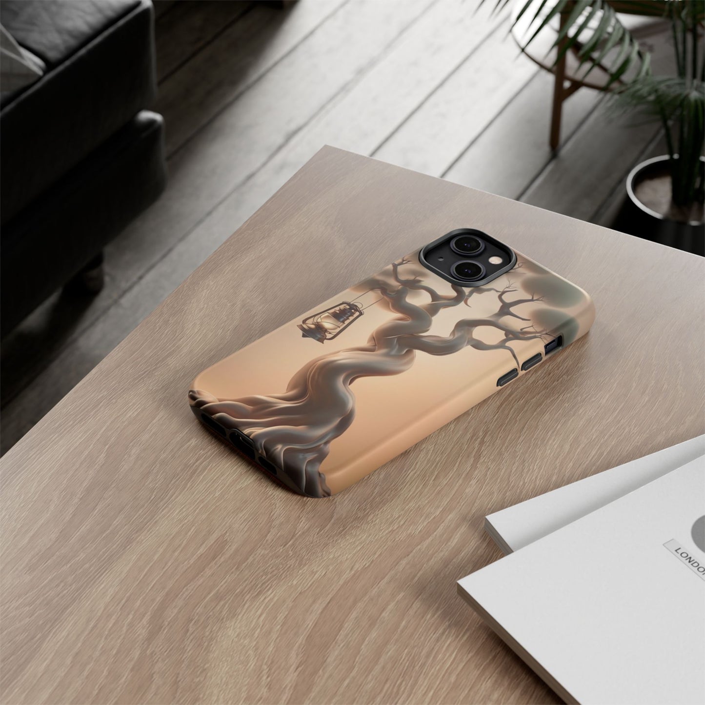 Phone Case Whispers of Hope – Elegant Tree & Lantern - Unique Nature-Inspired Design