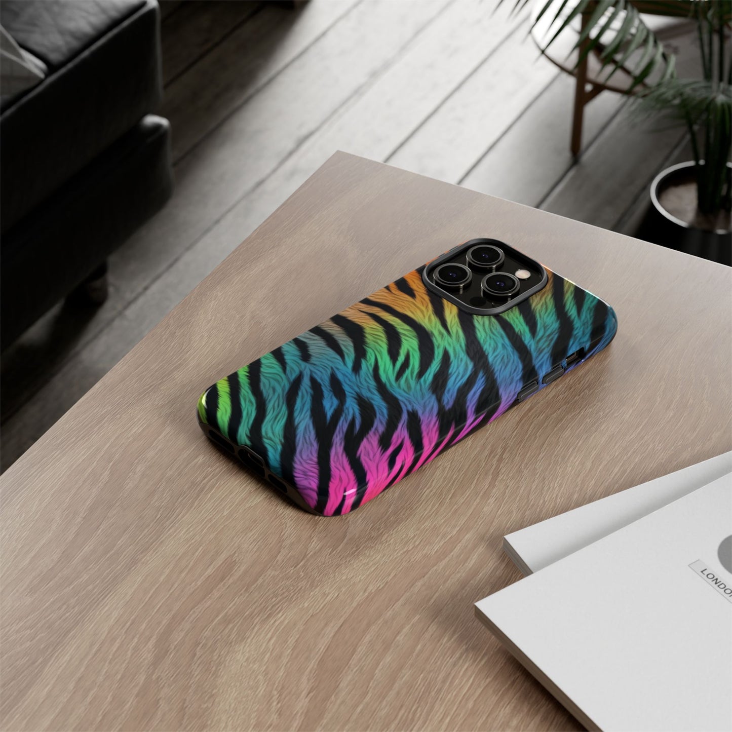 Rainbow Zebra iPhone Case – Colorful Animal Pattern Protective Cover