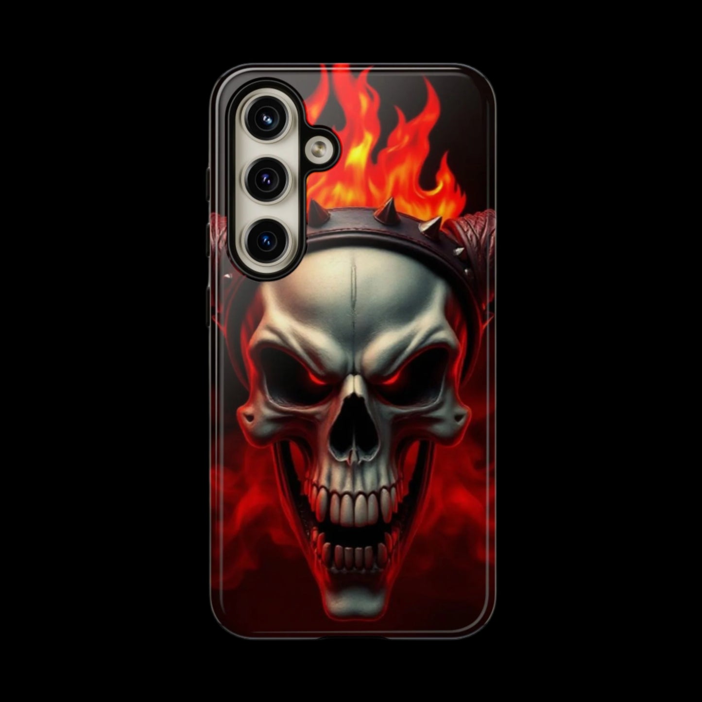Phone Case Flaming Demon Skull – Horned Skull in Fire - Gothic & Dark Art Cover