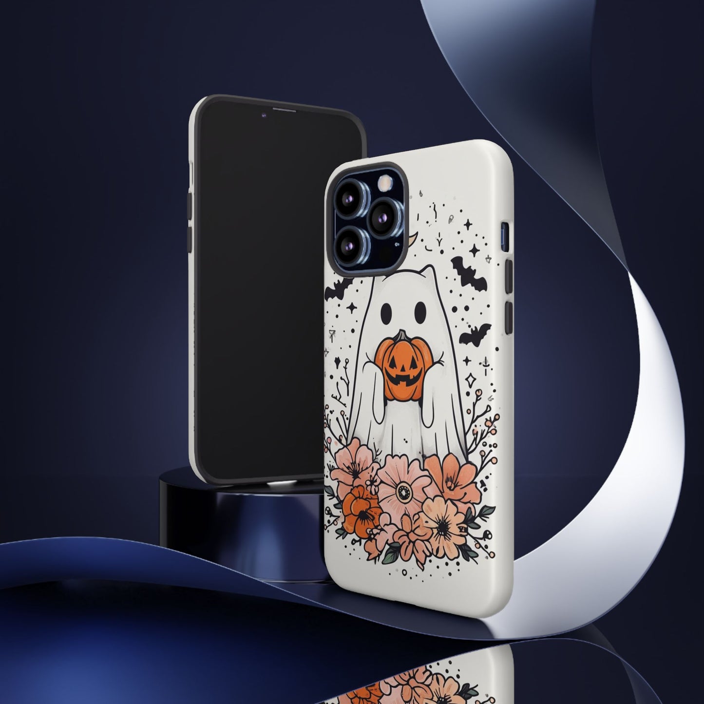 Halloween Phone Case with Ghost and Jack-O'-Lantern Design for Spooky Festive Style