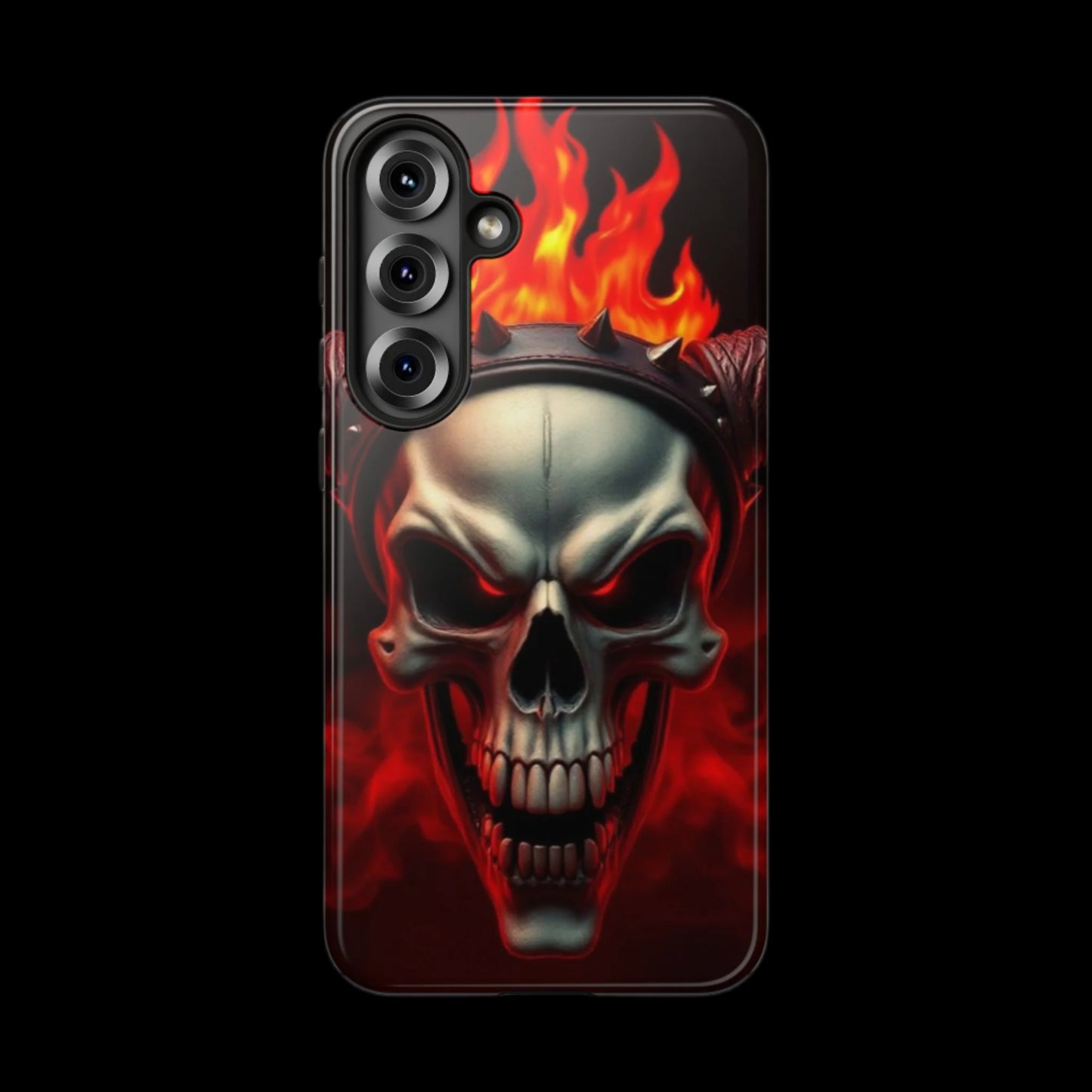Phone Case Flaming Demon Skull – Horned Skull in Fire - Gothic & Dark Art Cover