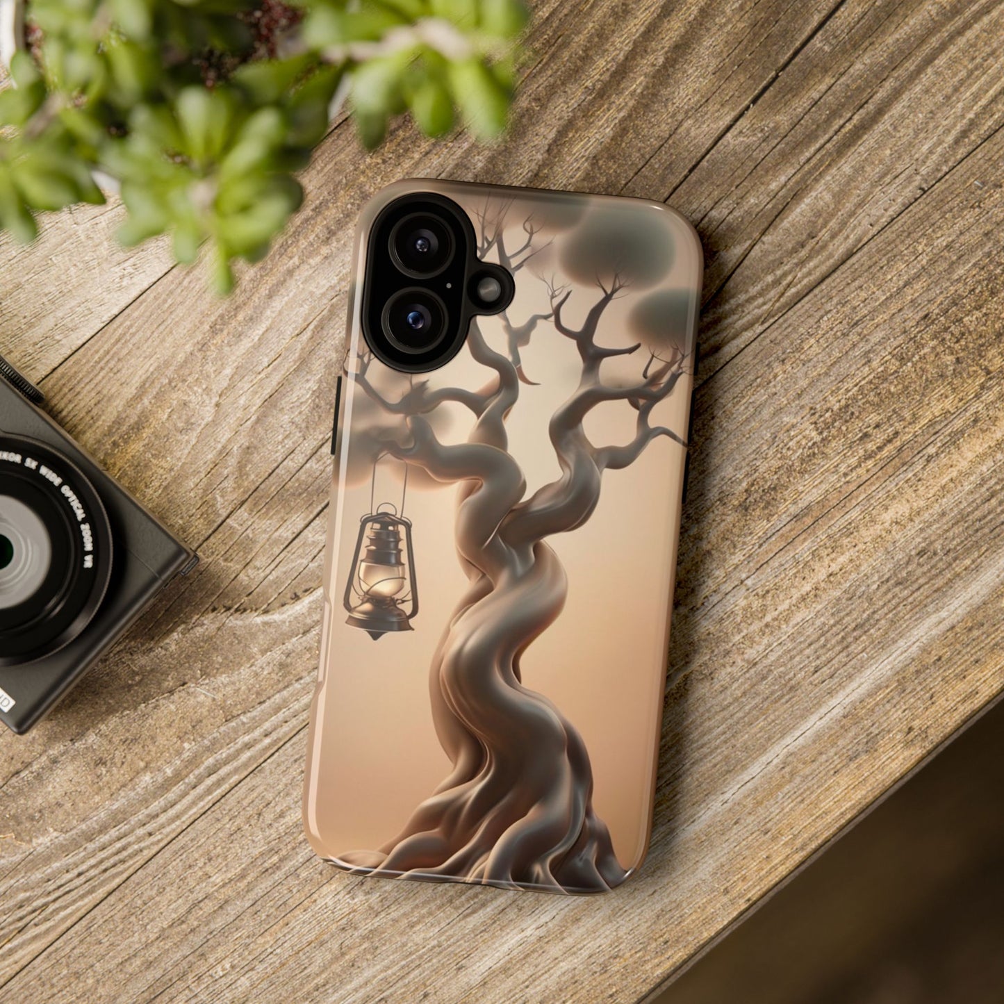 Phone Case Whispers of Hope – Elegant Tree & Lantern - Unique Nature-Inspired Design