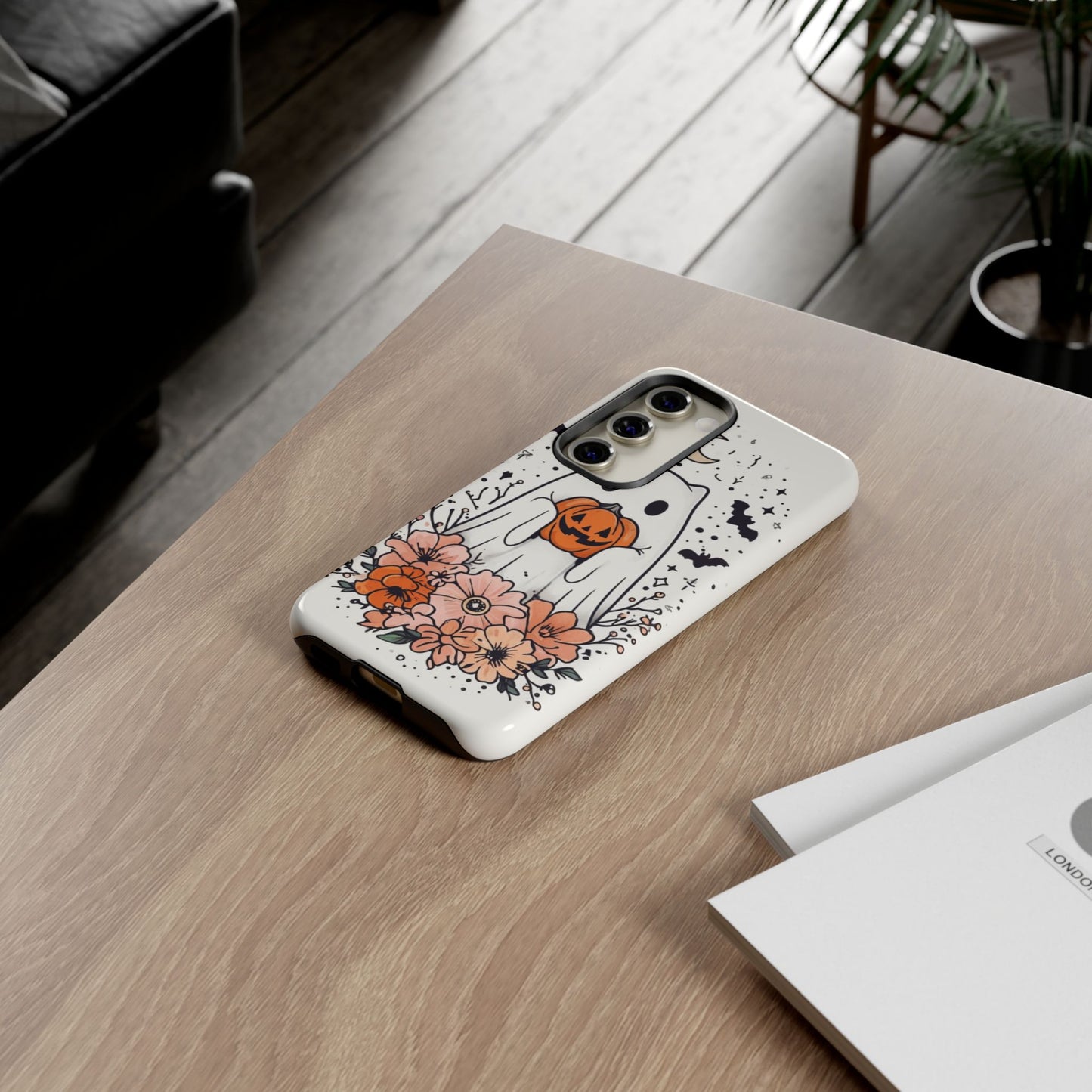 Halloween Phone Case with Ghost and Jack-O'-Lantern Design for Spooky Festive Style