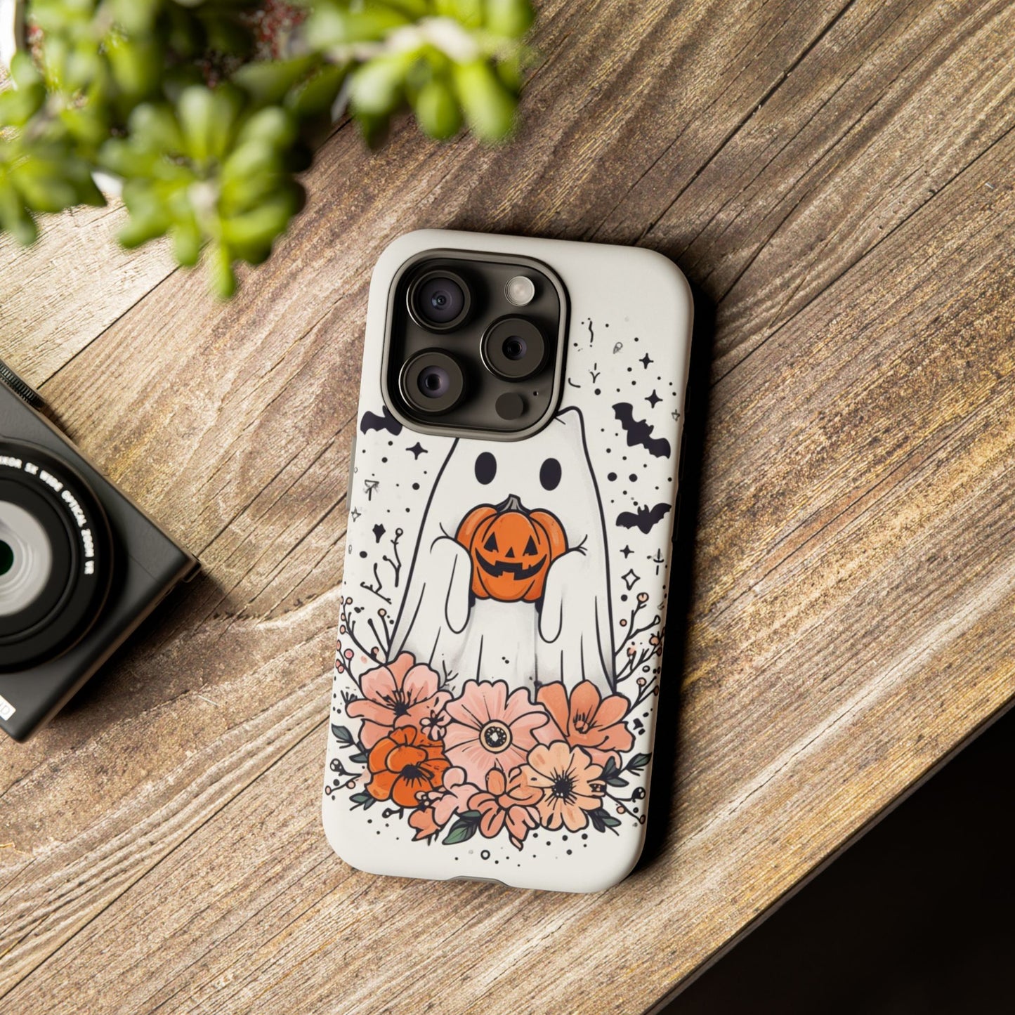 Halloween Phone Case with Ghost and Jack-O'-Lantern Design for Spooky Festive Style
