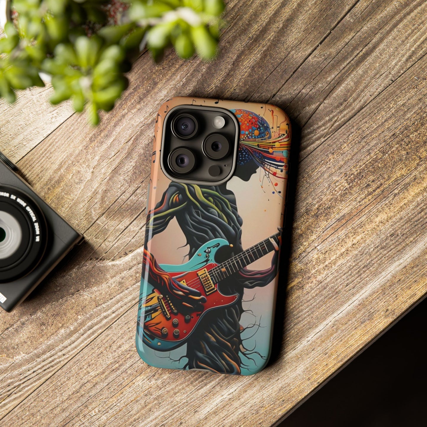 Phone Case Psychedelic Tree Guitarist – Abstract Music Art Cover