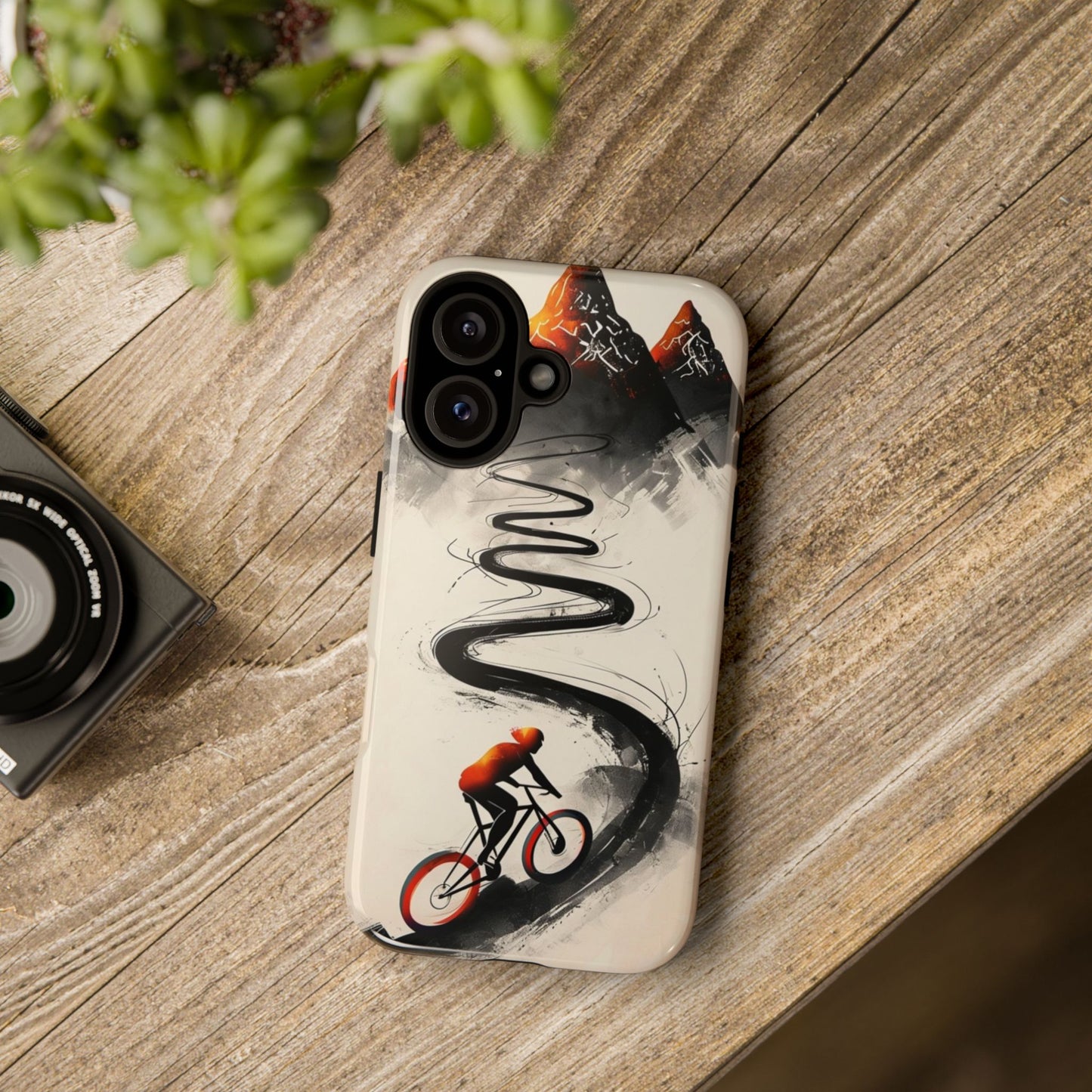 Phone Case Cyclist Climbing Mountain Road – Outdoor Adventure Protective Cover