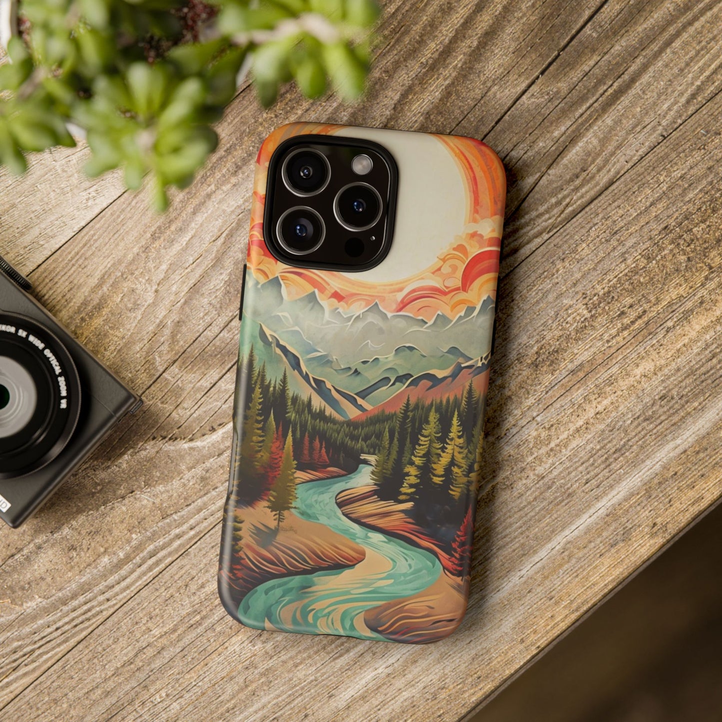 Phone Case Nature – Colorful Mountain Landscape Phone Cover – Artistic Wilderness Design