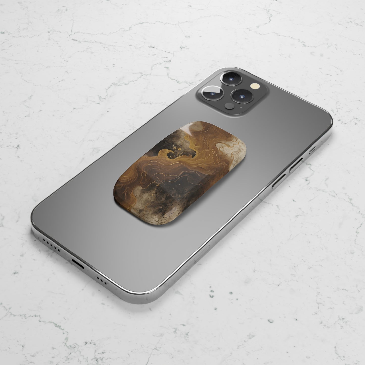 Stylish Swirl Marble Phone Stand - Elegant Adhesive Grip & Kickstand for Smartphones