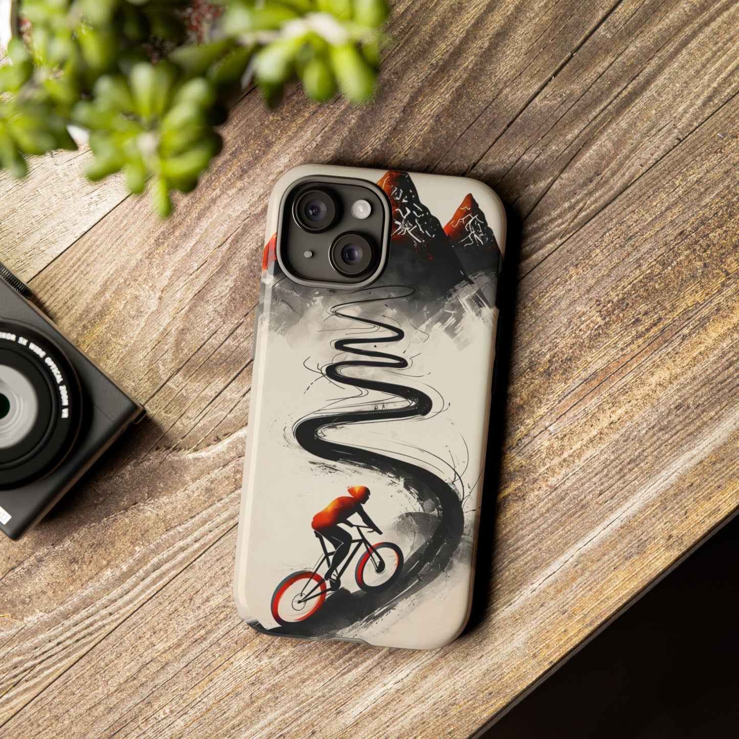 Phone Case Cyclist Climbing Mountain Road – Outdoor Adventure Protective Cover