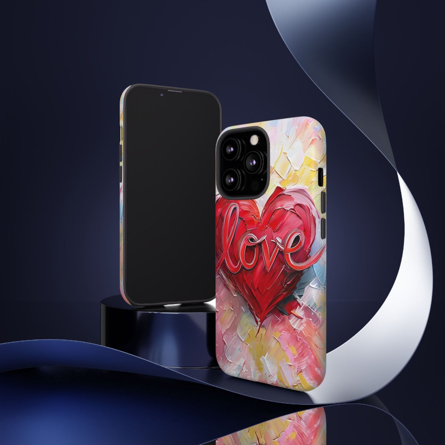 Love Heart Phone Case with Colorful Brush Strokes – Artistic & Romantic Design