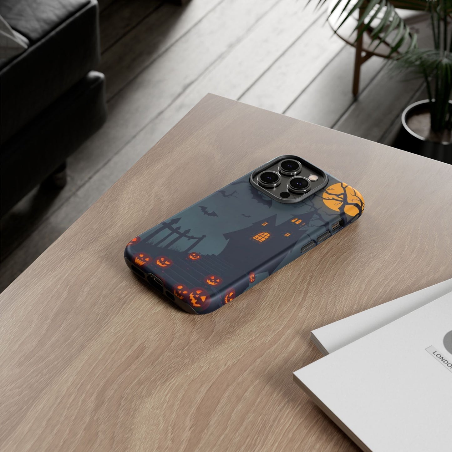 Halloween Haunted House & Jack-o'-Lantern Phone Case – Spooky Fall Phone Accessory