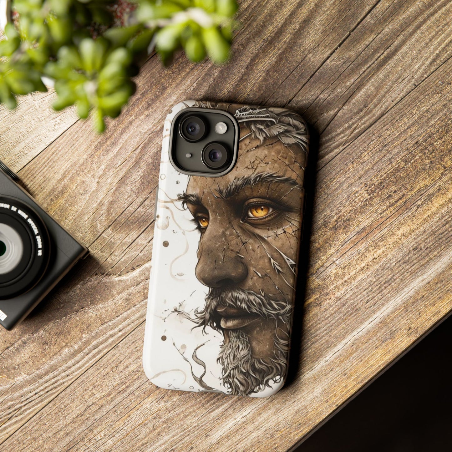 Phone Case Mystical Deity Portrait with Powerful Serene Expression and Ethereal Hues
