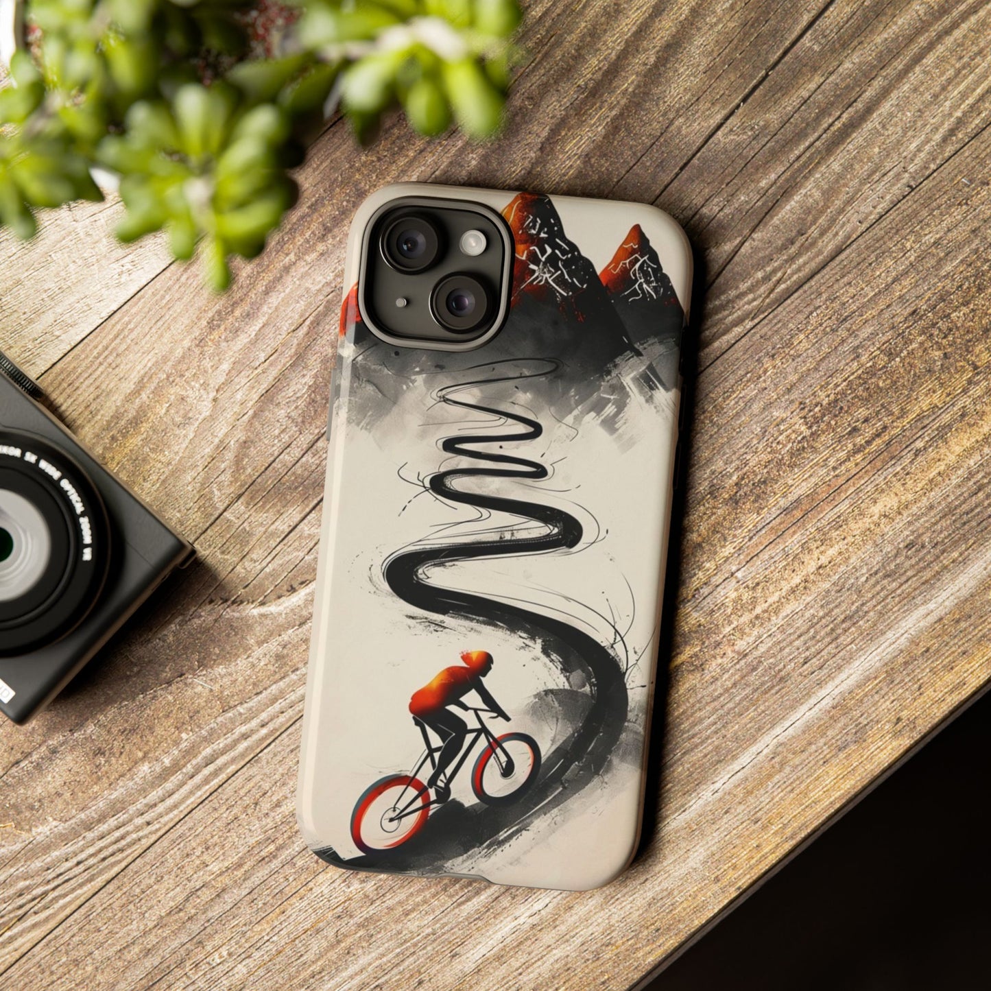 Phone Case Cyclist Climbing Mountain Road – Outdoor Adventure Protective Cover