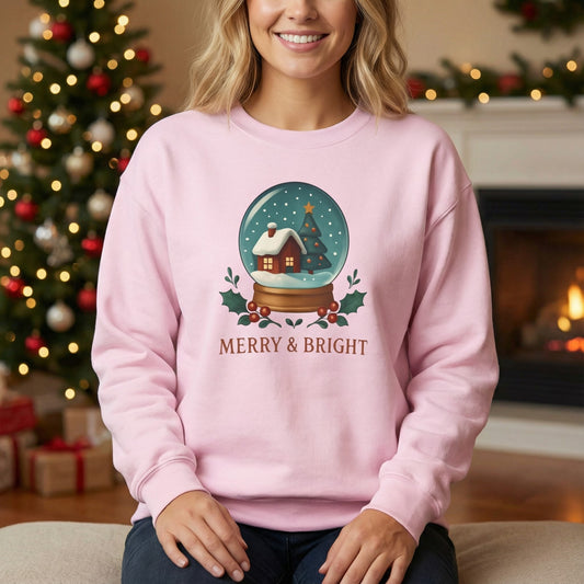 Christmas Merry and Bright Sweatshirt – Unisex Cozy Holiday Pullover, Soft Interior Crewneck