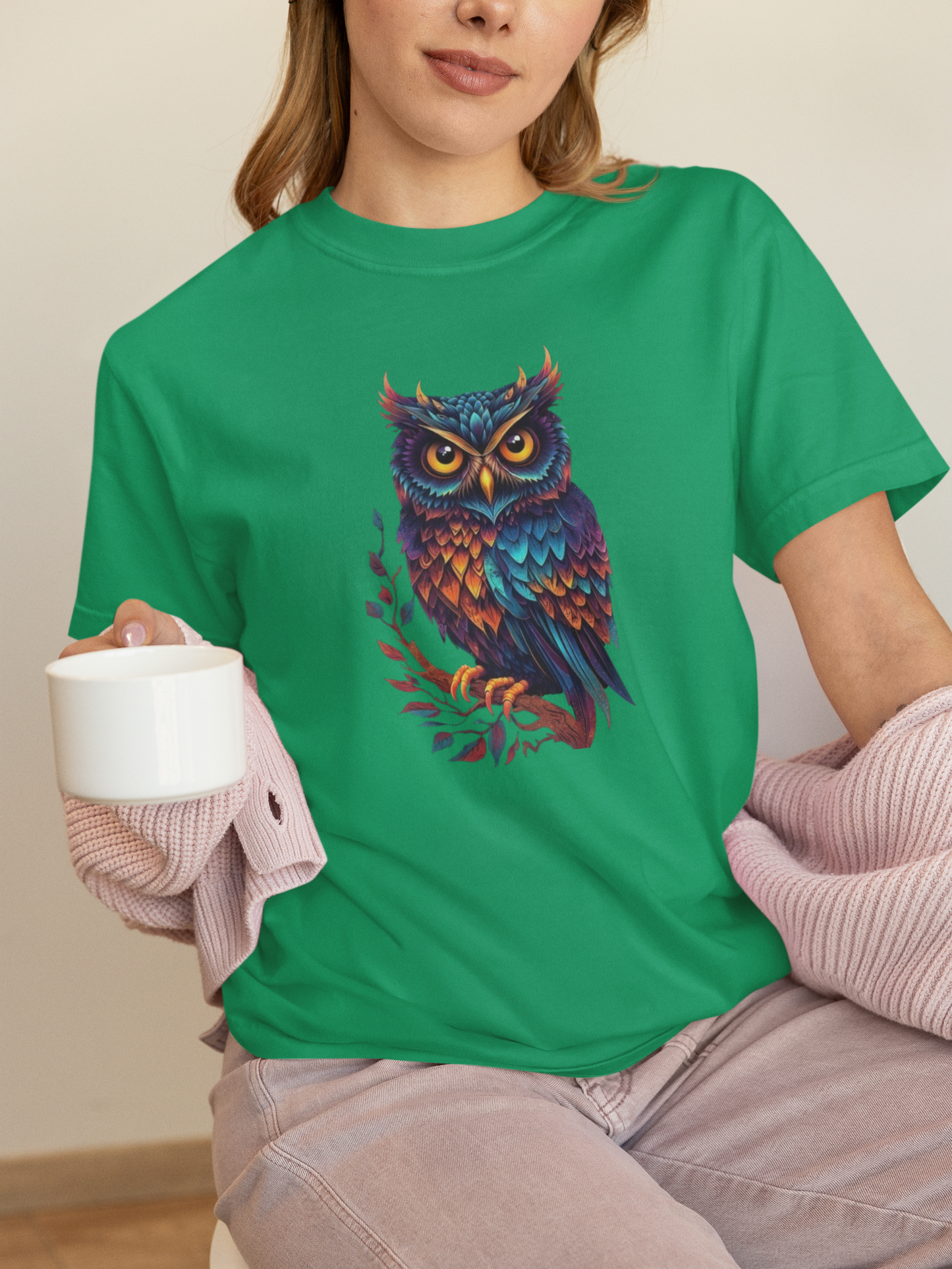 Shirt "Colorful Owl" – Vibrant Graphic Tee for Nature & Animal Lovers