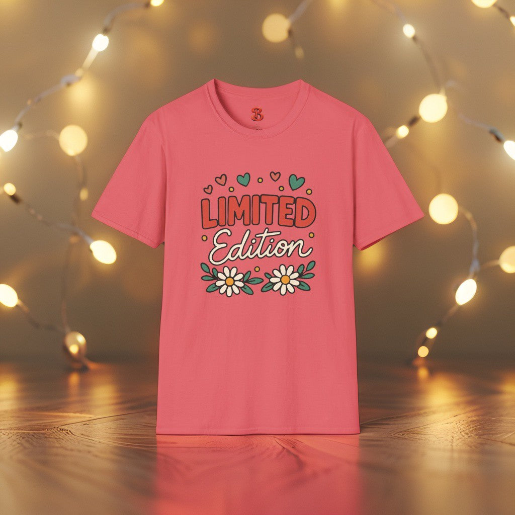 Limited Edition T-Shirt with Hearts & Floral Design – Unisex Cotton Tee