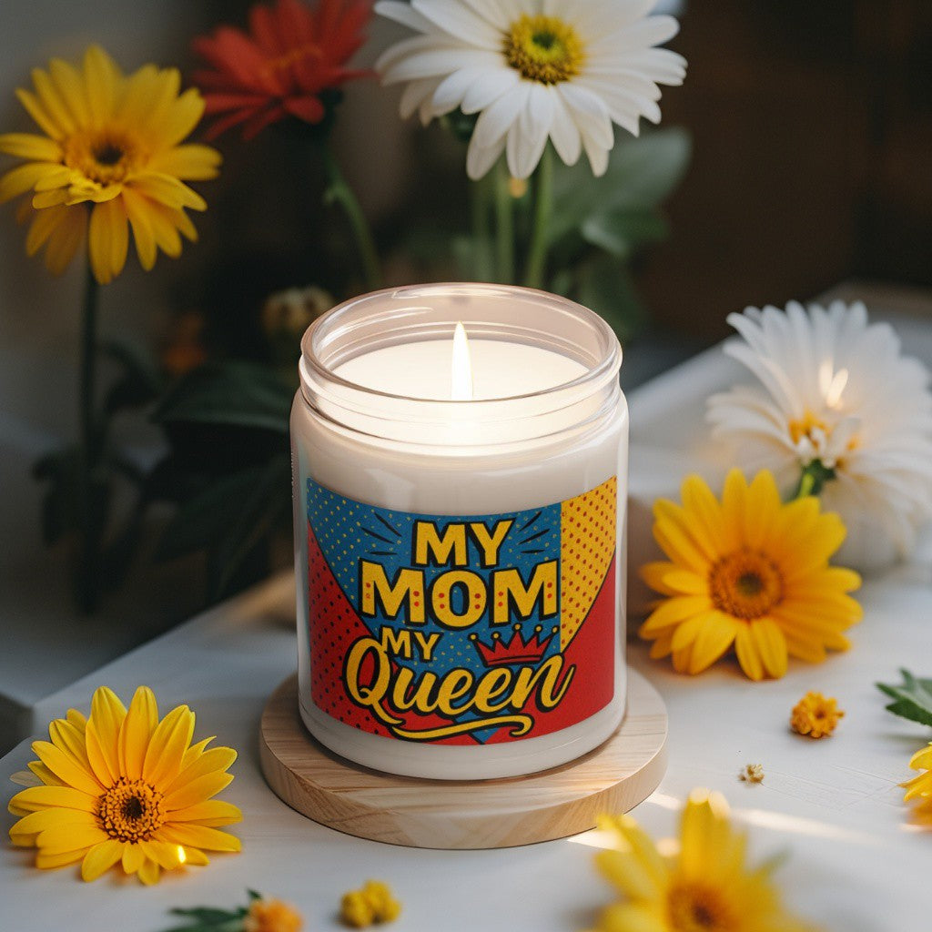 Scented Decorative Candle - Relaxing Aromatic Jar Candle - "Μy Mom My Queen"