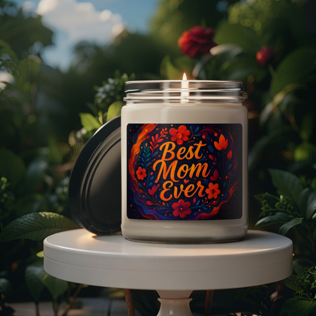 Scented Decorative Candle - Relaxing Aromatic Jar Candle - "Best Mom Ever"