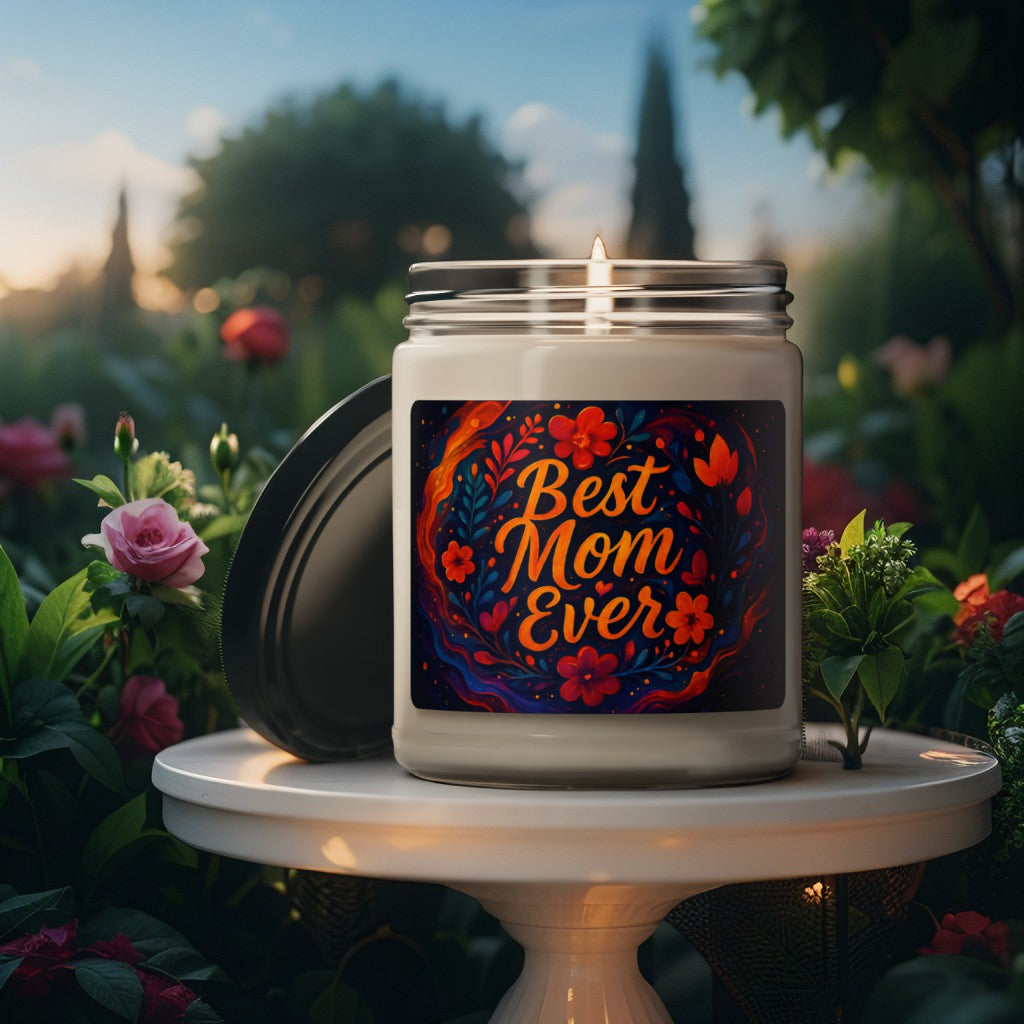 Scented Decorative Candle - Relaxing Aromatic Jar Candle - "Best Mom Ever"