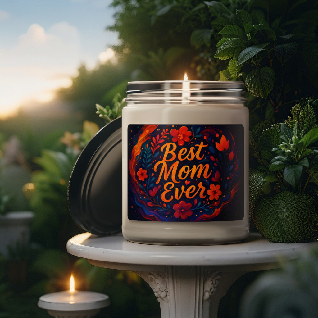 Scented Decorative Candle - Relaxing Aromatic Jar Candle - "Best Mom Ever"