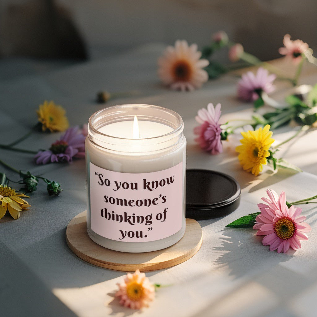 Scented Decorative Candle - Relaxing Aromatic Jar Candle - "Someone's Thinking Of You"