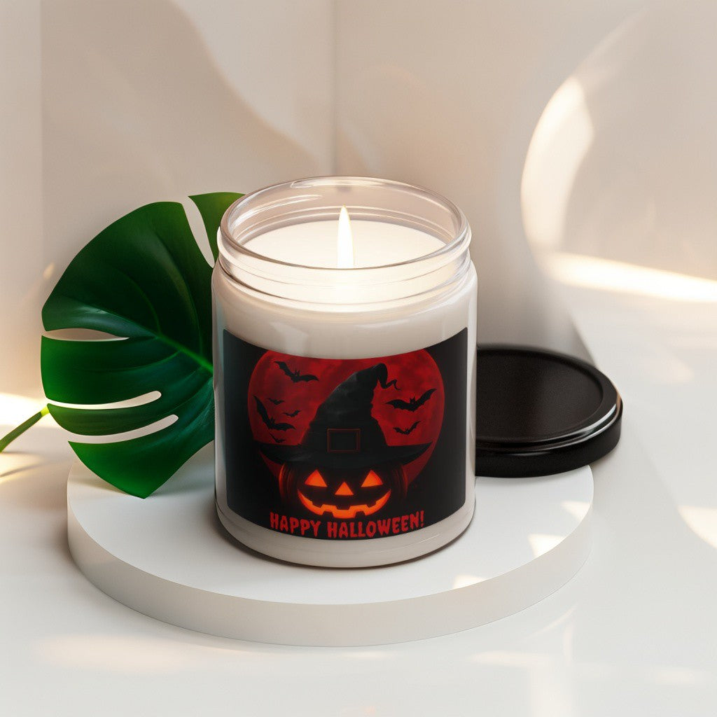 Scented Decorative Candle - Relaxing Aromatic Jar Candle - "Happy Halloween"