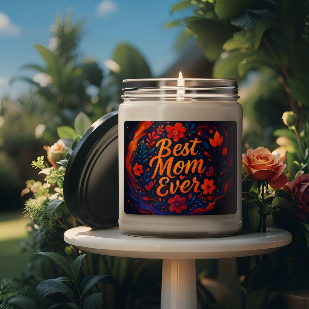 Scented Decorative Candle - Relaxing Aromatic Jar Candle - "Best Mom Ever"