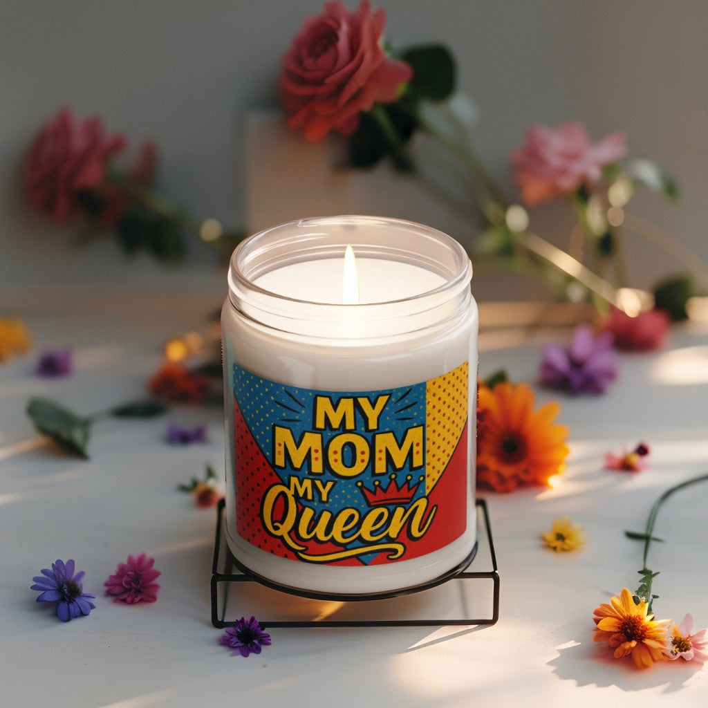 Scented Decorative Candle - Relaxing Aromatic Jar Candle - "Μy Mom My Queen"