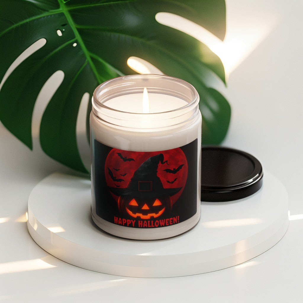 Scented Decorative Candle - Relaxing Aromatic Jar Candle - "Happy Halloween"