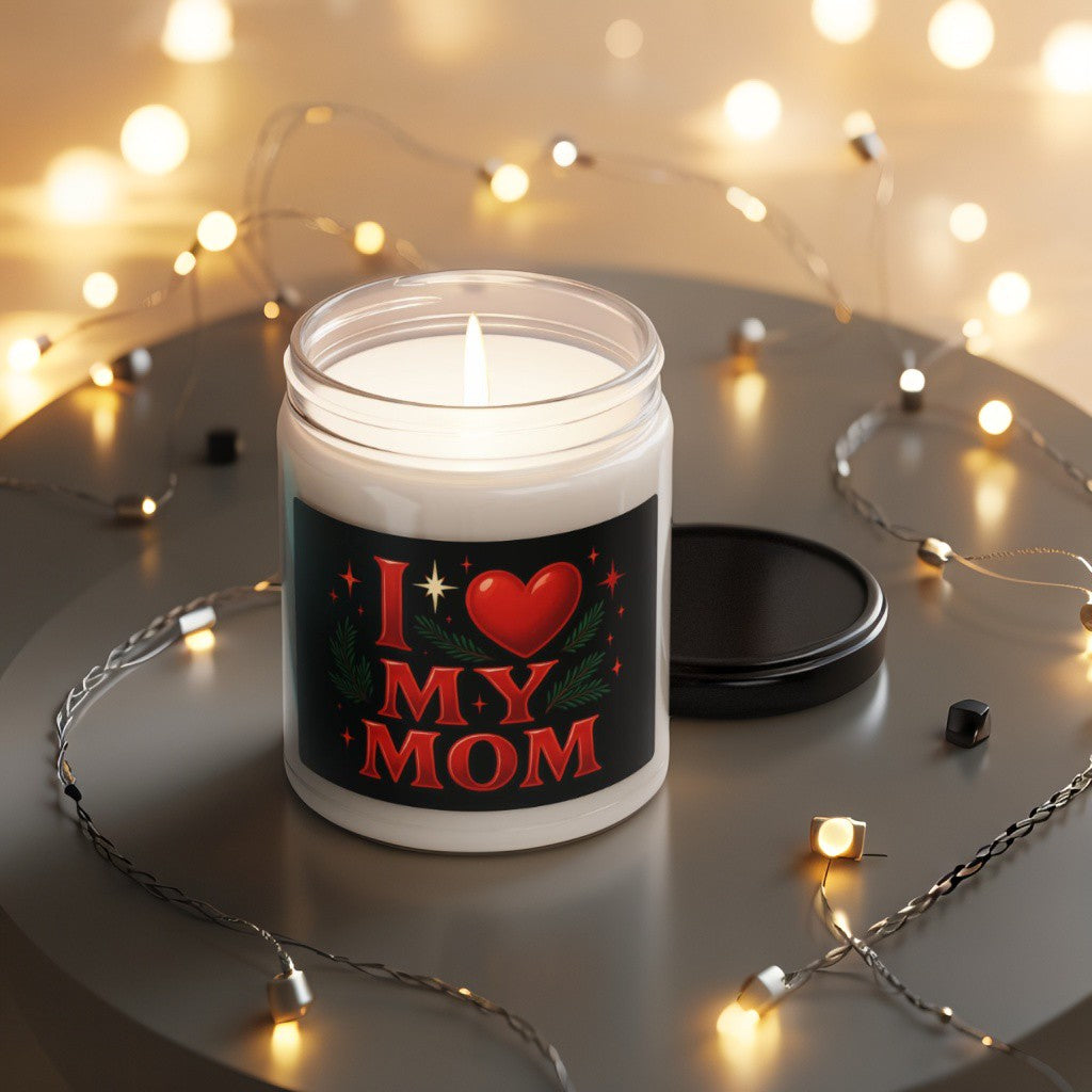 Scented Decorative Candle - Relaxing Aromatic Jar Candle - "I Love My Mom"
