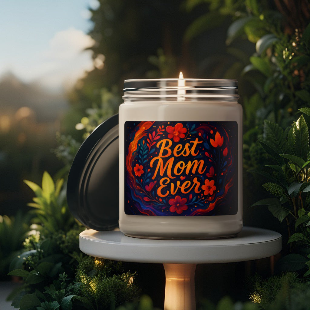 Scented Decorative Candle - Relaxing Aromatic Jar Candle - "Best Mom Ever"