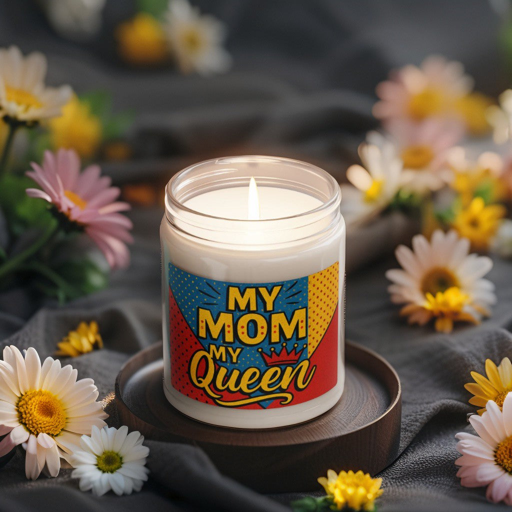 Scented Decorative Candle - Relaxing Aromatic Jar Candle - "Μy Mom My Queen"